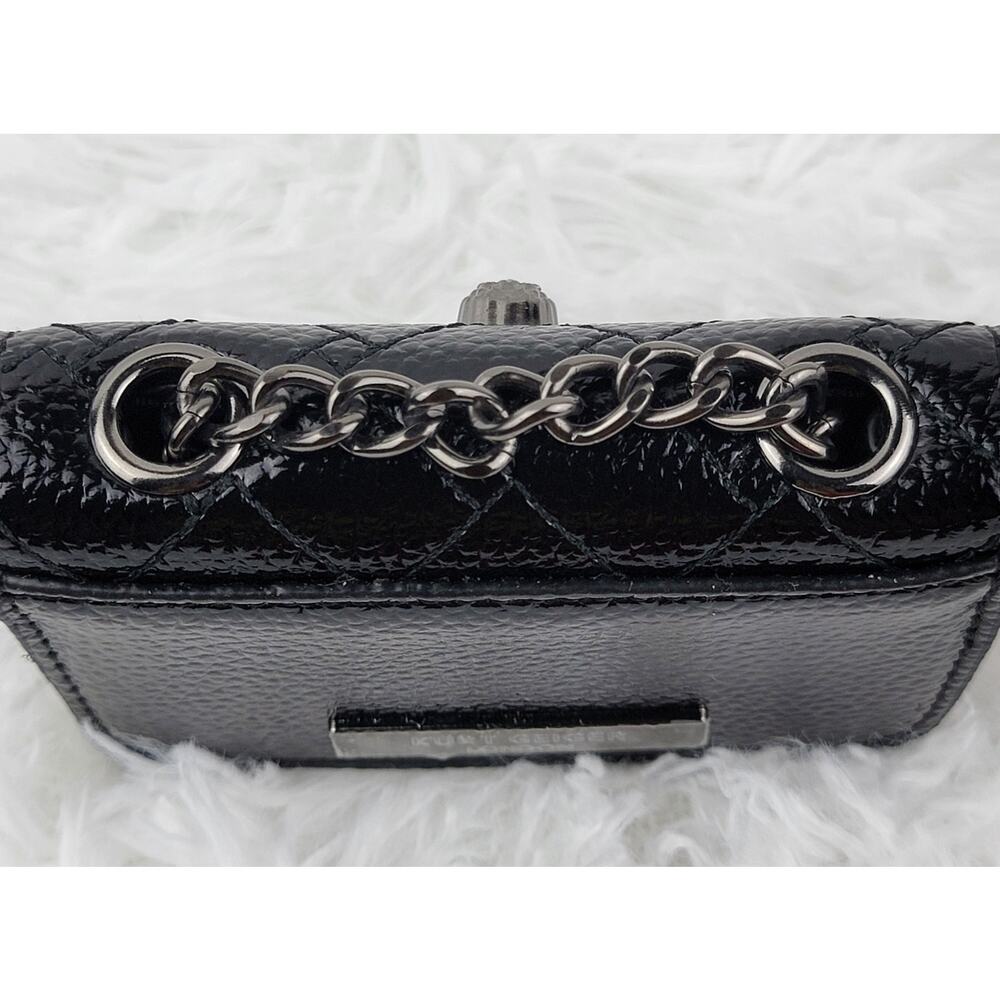 Designer Micro Mini Purse Black Crossbody 24" Chain Magnetic Snap Bag Eagle New - Picture 5 of 10